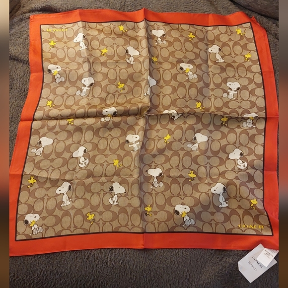 Coach Accessories - Coach X Peanuts Signature Silk Bandana With Snoopy Woodstock Print